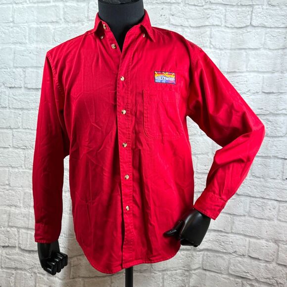 Vtg Hollywood Video Uniform Work Shirt Unisex Small Embroidered Red Long Sleeve - Picture 2 of 12